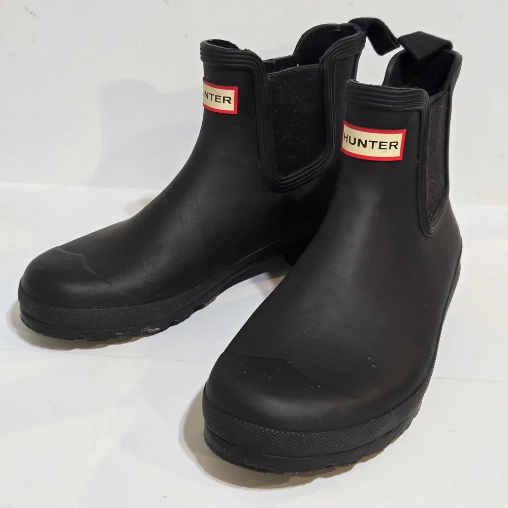Hunter Original Chelsea Boots Womens 10 / 42 Black Matte Rubber Rain Boots 6